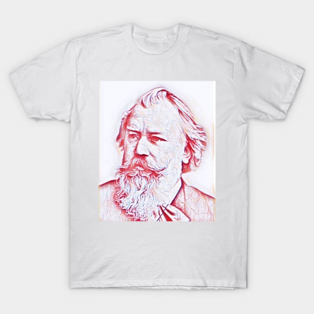 Johannes Brahms Portrait | Johannes Brahms Artwork | Line Art T-Shirt by JustLit